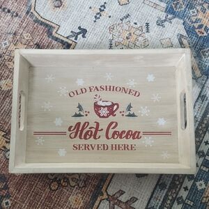 Old Fashioned Hot Cocoa Wooden Serving Tray